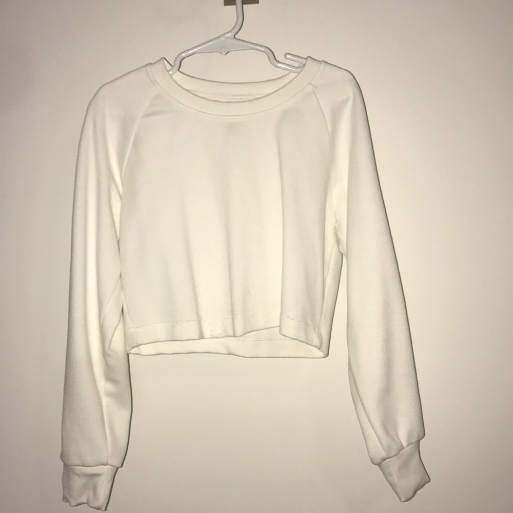 White Cropped Long Sleeve Shirt